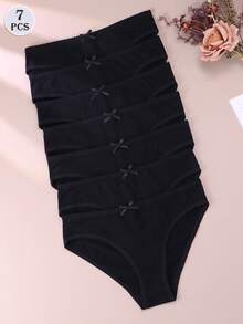 7Pcs/Set Women's Cotton Briefs Panties Underwear Comfortable Breathable Female Lingerie - 黑色 - 查看 5