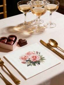 50/1 cái Khăn trải bàn dùng một lần in hình hoa hồng, kích thước 10*10 inch, khăn trải bàn in hình hoa hồng trang nhã, 3 lớp dày dặn, chống dầu và thấm hút tốt, thích hợp cho gia đình, ngày lễ tình nhân, trang trí nhà hàng và nhà bếp. - Nhiều màu - Xem 5