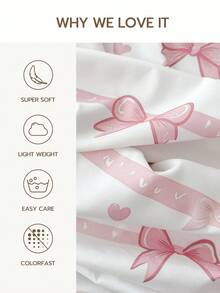 1件情人节爱心条纹蝴蝶结床裙，35厘米深口袋，粉色爱心条纹印花，100%轻盈涤纶床裙，浪漫爱心主题透气床上用品，卧室情人节装饰床裙，成人及少女适用 - 彩色 - 查看 2