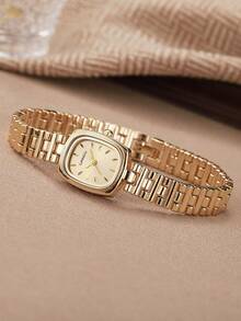 LIANDU LIANDU 简约奢华风格，复古又不失时尚。椭圆形表壳，饰以铆钉表盘，搭配可拆卸不锈钢表带。这款石英表配有同款手链套装，适合日常佩戴，也是一份理想的礼物。