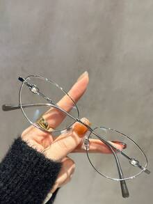A Pair Of Blue Clear Lens Glasses, Unisex, To Reduce Eye Strain From Computers, TVs, Mobile Phones, And Games. Y2K Style, Cat-Eye Retro Glasses. - Multicolor - View 5