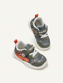 1 Pair Toddler Spring/Autumn Dinosaur Embossed Mesh Breathable Soft Sole Cute Sneakers - Multicolor - View 8