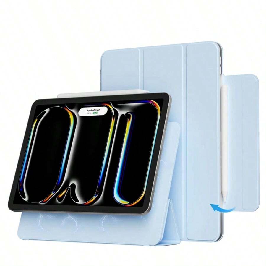 強磁超薄三折立架保護殼，相容 iPad Pro 13 吋 M5 M4 2026、Air 11 M2 10.9、Air 第 5 代、第 10 代、第 11 代、A16 2025、M3 Air 13，支援 Pencil Pro 與 Pencil