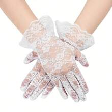 1pcs D EXCEED Women's Elegant Vintage Lace Gloves - Floral Soft Pink, Wedding, Party, Tea Party Gloves - No Power Required Formal Dress Up Accessories, Suitable For Bridal, Opera, Prom - Timeless Elegance, Exquisite Craftsmanship - 白色 - 查看 1