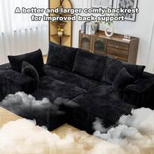 132-Inch U-Shaped Modular Sofa Bed, Ultra-Comfortable Corduroy Cloud Sofa, Boneless Couch For Living Room,Sofa Mit Schlaffunktion,Sectional Sofa For Living Room,Recliner,No Assembly Required. - 黑色 - 查看 6