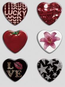 心形徽章，经典时尚徽章/胸针，2D平面设计，高品质金属配件，适合装饰衣服、帽子、背包，是节日送给朋友、同学、同事和家人的理想新奇礼物。 - 彩色 - 查看 11