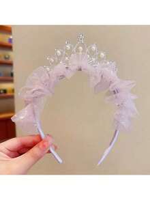 1 Piece Pastel Pink/Blue/White - Elegant Floral Pattern, Lightweight Princess Headband Suitable Girls And Teenagers - Weddings, Birthday Parties, Proms, Photography Photos - All-Season Formal And Everyday Hair Accessories, Birthday Party Dress Up, Exquisite Design, Festive Wear IW6G - 1件藍色公主皇冠頭帶 - 查看 5
