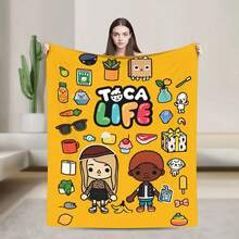 TOCA BOCA Games Flannel Blanket Vintage Throw Blankets For Sofa Bedding Lounge 150125cm Bedspread, - 款式 - 查看 1