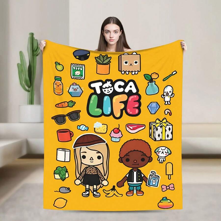 TOCA BOCA Games Flannel Blanket Vintage Throw Blankets For Sofa Bedding Lounge 150125cm Bedspread, - 款式 - 查看 1