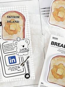 30 tờ/gói Giấy ghi chú dán hình bánh mì và cà phê hoạt hình dễ thương, nhãn dán trang trí sổ lưu niệm sáng tạo, giấy ghi nhớ - Cà phê bánh mỳ thời tiết đẹp - Xem 4