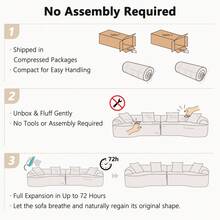 110" Curve Modular Sofa Couch, Deep Seat Cloud Couch, Chenille Fabric 4-Seater Comfy Cloud Couches For Living Room Apartment Office, No Assembly Required Sofa Set - Marrón claro - Ver 5