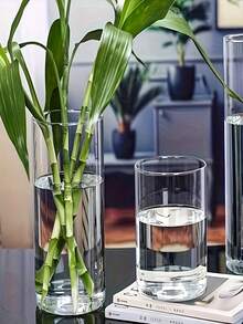 3个/4个玻璃圆柱花瓶，高度分别为4英寸、6英寸、8英寸、10英寸，透明玻璃花瓶，可用作防风灯罩、漂浮烛台，适用于餐桌装饰、婚礼家居装饰、斋月装饰礼品、生日毕业典礼、房间装饰。 - 無色 - 查看 7