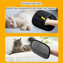 1pc Pet Hair Removal Glove – Reusable Fur Cleaning Glove For Cats And Dogs, Effectively Removes Pet Hair From Carpets, Sofas, Pet Beds And Furniture, Easy To Use Household Cleaning Tool - Black - View 5