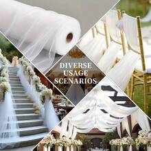 1pc 393 Inch White Sheer Voile Curtain, Chiffon Ceiling Drape, Romantic Wedding Arch Decor, Wedding Ceremony Decor, Multipurpose Sheer Curtain, Outdoor Wedding Decor, Bridal Shower Decor, Wedding Reception Decor, Birthday Party Decor, Wedding Arch Backdrop Sheer, Party Backdrop Decor, Photography Prop Sheer - White - View 4