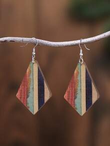 1 Pair Acrylic Rhombus Book Pattern Earrings, Elegant Minimalist Style Jewelry Accessories For Women, Suitable For Daily Wear And Vacation - Multicolor - View 2