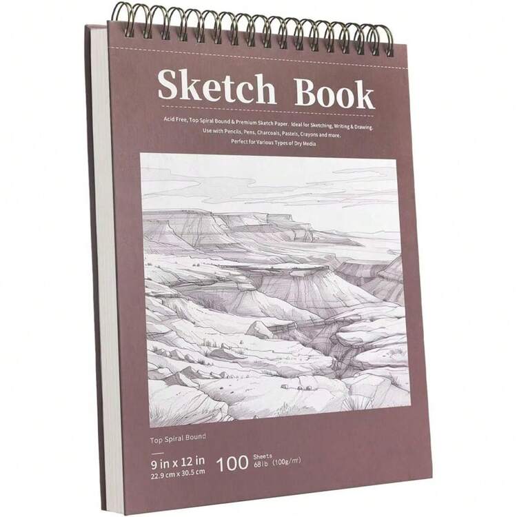 Bloc de dibujo con espiral de 9" x 12", 50/100 hojas de 68lb/100gsm papel para bocetos libre de ácido, para niños, artistas y principiantes, suministros de arte profesionales para adultos - Multicolor - Añade 13