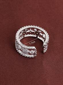 1枚星形设计立方氧化锆镶嵌可调节开口戒指，女士款