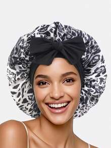 1 chiếc mũ turban bằng satin co giãn in họa tiết da báo dành cho nữ, mũ ngủ bằng satin, mũ trang điểm, thích hợp sử dụng hàng ngày. - Nhiều màu - Xem 18