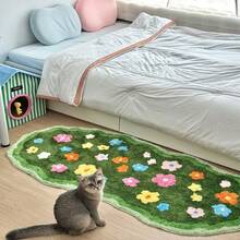 1 Peça, Tapete de Banheiro de Musgo Floral 3D, Tapete Aveludado Absorvente, Tapete Antiderrapante para Sala de Estar, Quarto, Varanda, Lavável em Máquina, Retangular, 1600G/M², 2,5Cm de Espessura, Fibra de Poliéster, Revestimento Não Tecido, Decoração Fofa de Inverno Acessório de Banheiro - Multicolorido - Visão 2