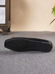 Women's Fashion Flat Slip-On Casual Shoes, Basic Style For Office Wear, All Seasons - Oily Black Skin - View 5