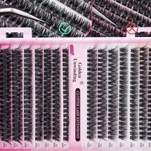 640PCS D Curl Individual Lash Clusters High Capacity 30D+40D+60D+80D/40D+60D+80D+100D 8-16mm DIY Lash Clusters Extra Thick&Natural Look&Wispy&Long-Lasting&Waterproof Reusable Individual Segmented False Eyelashes Eyelash Extension Kit With Makeup Tools - Black - View 5