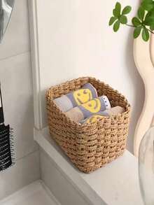 Bộ 3 giỏ đựng đồ đan tay màu be, thích hợp cho phòng tắm, phòng ngủ, phòng khách, văn phòng | Thùng rác trang trí bằng mây, có thể dùng cho kệ, tủ đựng đồ, ngăn kéo | Giải pháp tiết kiệm không gian đa năng | Ý tưởng quà tặng, giỏ đựng đồ - Lạc đà - Xem 9