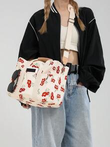 新款大容量多隔层女士手提包，时尚简约百搭，设计紧凑，配有可调节肩带，适合通勤、外出、购物和收纳。 - 彩色 - 查看 3