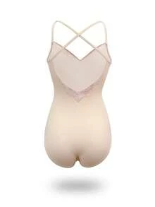 balletto Women's Gymnastics Leotard, Tight Fitting Workout Camisole, High Cut Leg, Heart-Shaped Back Criss-Cross Straps, High Stretch Unitard - Pink - View 2
