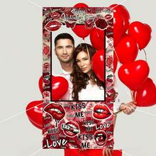 1件情人节相框、情人节窗帘、浪漫粉色小矮人派对拍照背景、结婚周年纪念派对装饰 - 彩色 - 查看 5