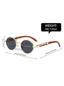 1 Pair Of Retro Oval Glasses, Unisex, Classic Retro Imitation Wood Small Round Black Glasses, Popular Choice MRX7 - c1 - 查看 3