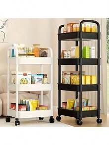 5/4/3 Tier Storage Cart - Durable Plastic Material, Easy To Move, Suitable For Kitchen, Bathroom, Bedroom - (Easy To Move And Convenient) Black & White Lingerie Storage Box, Thickened Tube, Strong Load-Bearing, Multi-Layer Storage Rack, Suitable For Kitchen, Bedroom And Outdoor Camping, Durable Plastic Design, Multi-Functional Storage Cart | Modern Storage Rack | Sturdy Storage Rack, Halloween, Christmas Gift Kitchen Supplies Kitchen Accessories Kitchen Tools - Multicolor - View 6