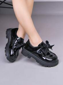 2026 Spring/Autumn New Girls Leather Shoes, Little Girls Princess Shoes, Loafers, Kids Shoes, Infant Shoes, Suitable For All Seasons - Black - View 4