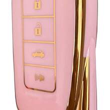 Stylish Key Fob Cover With Keychain - Fits Lexus RX ES GS LS NX RC GX LX RC LC - Gold-Pink - Gold Pink - View 5