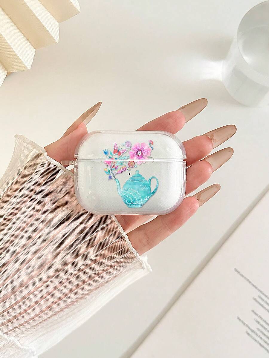 Husă transparentă pentru căști Bluetooth, pictată cu motive florale, compatibilă cu husa , căști, husă Pro 3, Pro (a doua generație), 3, Pro, 1/2, 4 - Multicolor - Vizualizare 1