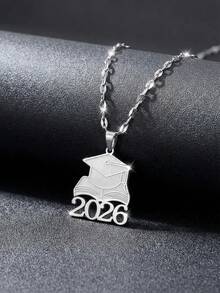 1 pieza Colgante de gorra de graduación mate plateada, modelo 2026, material de acero inoxidable, adecuado para niños, niñas, compañeros de clase, amigos, regalo de graduación y regreso a la escuela - Plateado - Ver 3