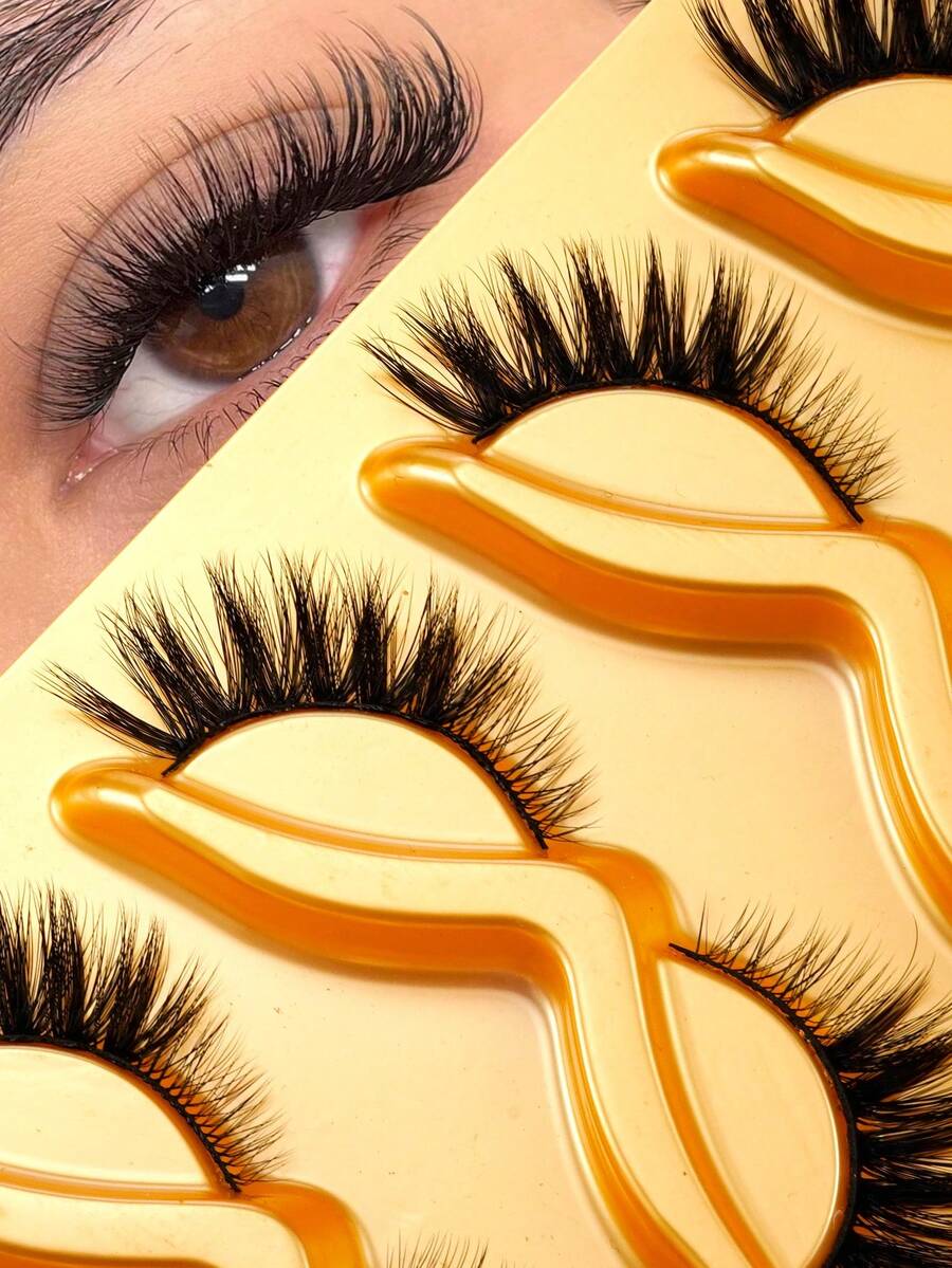 Pestañas postizas con banda invisible en forma de U, recomendadas por maquilladores, de aspecto natural - Negro - Ver 1