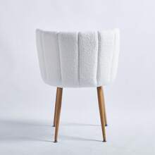Beige Dining Chairs Set Of 2, Upholstered Kitchen Chairs, Mid Century Modern Sherpa Side Chairs For Living Room Vanity - 白色 - 查看 5