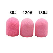 Quality 10 Pcs 10mm Size Nail Sanding Caps With Bit Nail Drill Bits For Foot File Callus Remover, Manicure Pedicure Nail Polisher #80 #120 #180