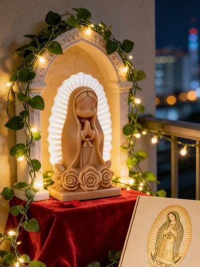 1 pieza Molde de silicona de niña rezando | Base en forma de rosa con forma de Virgen María | Moldeado integrado de alta elasticidad resistente al calor | Manualidades DIY para hacer velas/yeso/juguetes antiestrés | Decoración espiritual, regalo de sanación, accesorio de fotografía