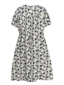 Đầm midi tay ngắn chéo chéo, họa tiết hoa, kiểu dáng thanh lịch, thích hợp cho nữ đi nghỉ mát mùa hè. - Màu be - Xem 8