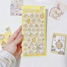 1张动漫卡通贴纸，可爱小猫动物贴纸，可重复使用防水贴纸，DIY手工贴纸，适用于DIY手机壳、DIY笔记本贴纸、DIY工艺品、笔记本电脑、礼品包装、派对装饰，完美的节日礼物，送给粉丝和朋友的礼物（款式随机） - 彩色 - 查看 5