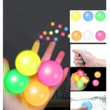 1/2/4/6/8/10/12pcs Glow Sticky Balls, Can Adhere To Ceiling, Stress Relief, Glow In The Dark, Fun Fidget Toys, Suitable For Adults To Relieve Anxiety And Stress - Multicolor - View 3