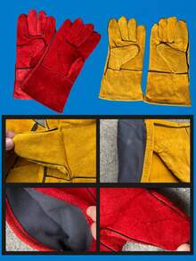 1只耐热焊接手套，适用于处理动物，如狗、猫、猎鹰、爬行动物，加固皮革，家用工具 - 彩色 - 查看 9