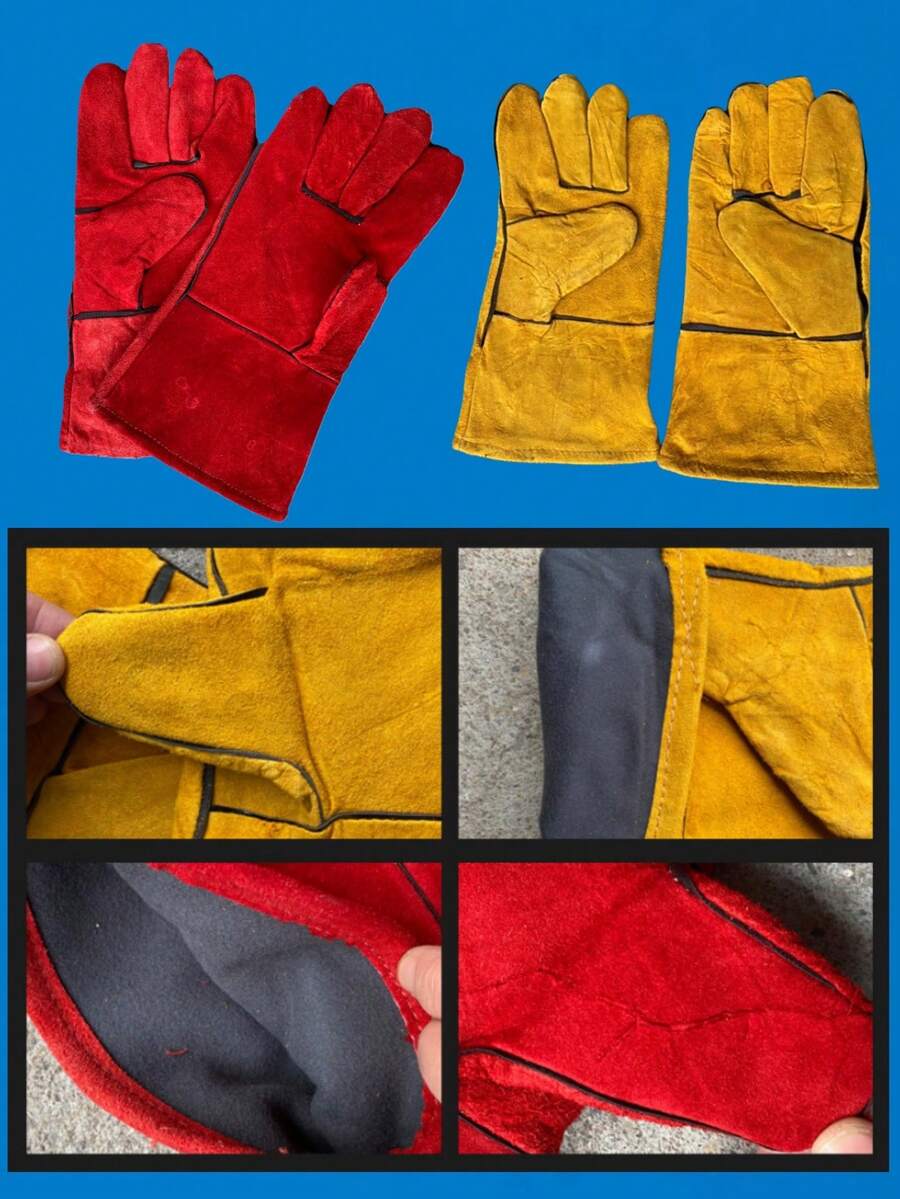 1pc Heat Resistant Welding Glove, Suitable For Handling Animals, Dog, Cat, Falcon, Reptile, Reinforced Leather, Household Tool - Multicolor - View 1