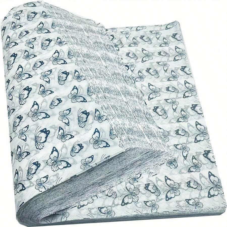 20 hojas de papel de seda con mariposas azules de 13.78x19.68 pulgadas - Perfecto para envolver regalos, bodas, cumpleaños, baby showers y manualidades DIY - Azul Marino - Ver 1
