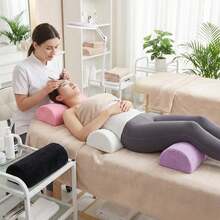 侧睡膝枕，记忆棉腿枕，抬高腿部，新月形抬腿枕，提供膝盖、腰部、脚踝支撑和足部舒适感 - 彩色 - 查看 1