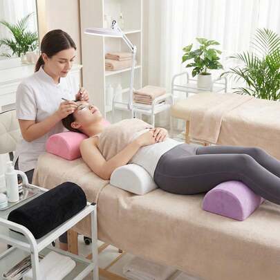 Knee Pillow For Back Sleeping,Memory Foam Leg Pillow Side Sleepers Memory Foam For Side Sleeping Bolster Pillow For Legs Elevation Half Moon Leg Elevation Pillow For Knee Lumbar Support, Ankle Rest And Foot Comfort