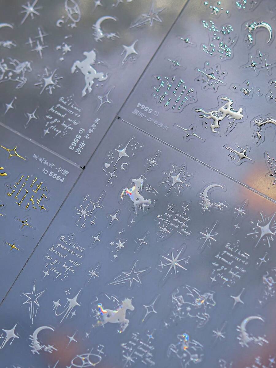 1pc Chinese New Year Horse Dream Horse Nail Art Sticker, Essential For Nail Artists, 3D Embossed Glow-In-The-Dark Craft, Dreamy Starry Horse Nail Decor Design, Nail Art Supplies, Self-Adhesive Nail Sticker Decoration, Reusable DIY Nail Sticker, Gift For Women, Nail Art Supplies, Exquisite Accessory Gift