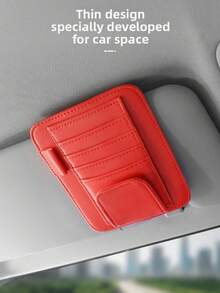 Practical New Car Sun Visor Storage Clip, Thin Multi-Card Slot Sturdy Backclip, PU Leather, Car Interior Organization, Essential Car Storage Organizer For Car Owners