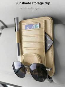 Practical New Car Sun Visor Storage Clip, Thin Multi-Card Slot Sturdy Backclip, PU Leather, Car Interior Organization, Essential Car Storage Organizer For Car Owners